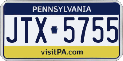 PA license plate JTX5755