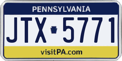 PA license plate JTX5771