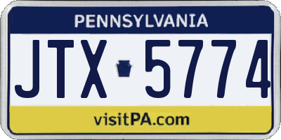 PA license plate JTX5774