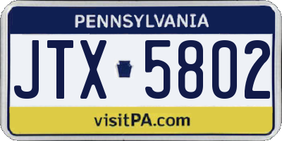 PA license plate JTX5802