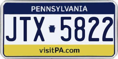 PA license plate JTX5822