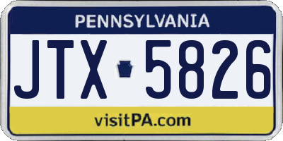 PA license plate JTX5826