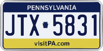 PA license plate JTX5831