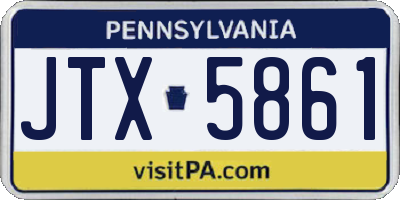 PA license plate JTX5861