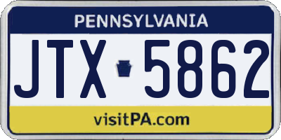 PA license plate JTX5862