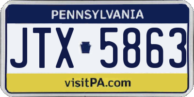 PA license plate JTX5863