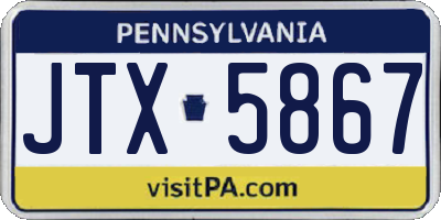 PA license plate JTX5867