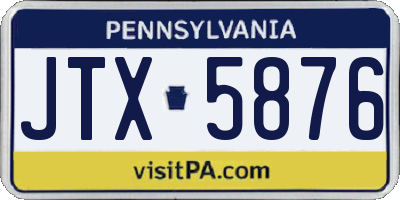 PA license plate JTX5876