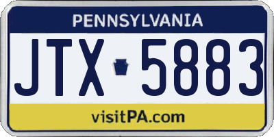 PA license plate JTX5883