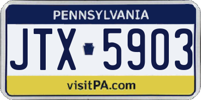 PA license plate JTX5903