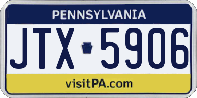 PA license plate JTX5906