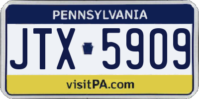 PA license plate JTX5909