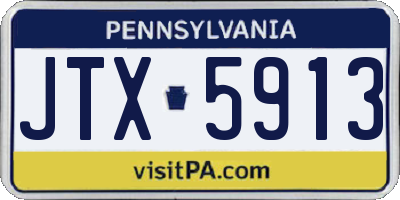 PA license plate JTX5913