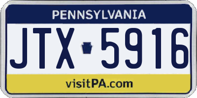 PA license plate JTX5916