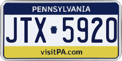 PA license plate JTX5920
