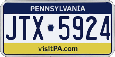 PA license plate JTX5924