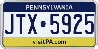 PA license plate JTX5925
