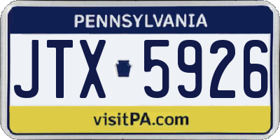 PA license plate JTX5926