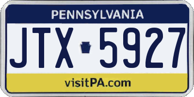 PA license plate JTX5927
