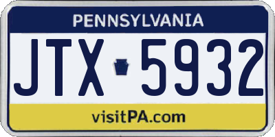 PA license plate JTX5932