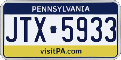 PA license plate JTX5933