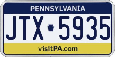 PA license plate JTX5935