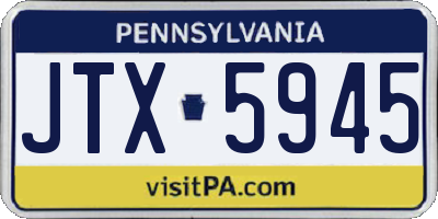 PA license plate JTX5945