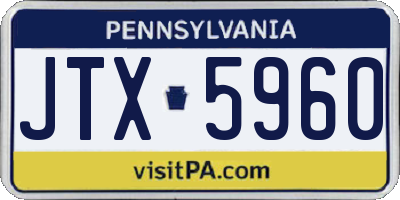 PA license plate JTX5960