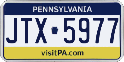 PA license plate JTX5977