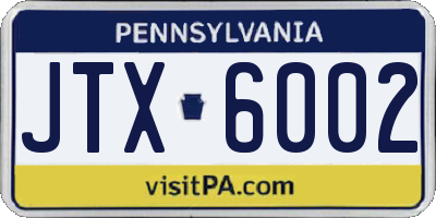 PA license plate JTX6002