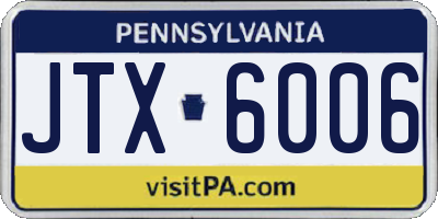 PA license plate JTX6006