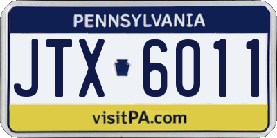 PA license plate JTX6011