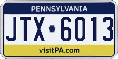 PA license plate JTX6013