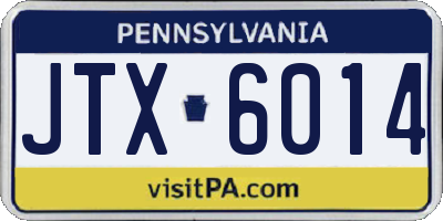 PA license plate JTX6014