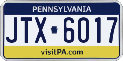 PA license plate JTX6017