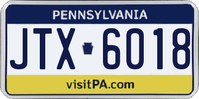 PA license plate JTX6018