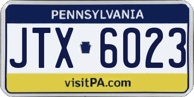 PA license plate JTX6023