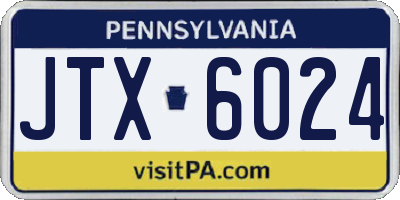 PA license plate JTX6024