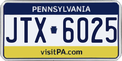 PA license plate JTX6025