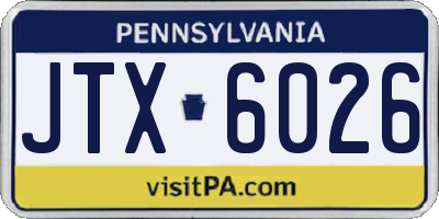 PA license plate JTX6026