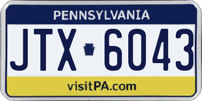 PA license plate JTX6043