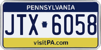 PA license plate JTX6058