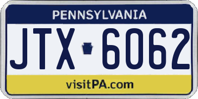 PA license plate JTX6062