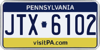 PA license plate JTX6102