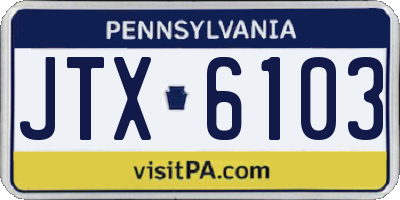 PA license plate JTX6103