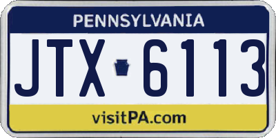PA license plate JTX6113