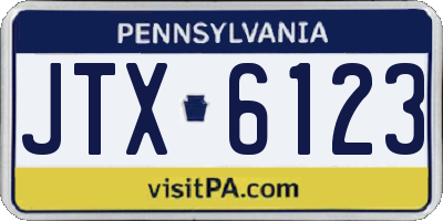 PA license plate JTX6123