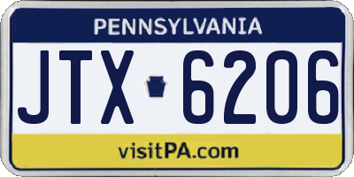 PA license plate JTX6206