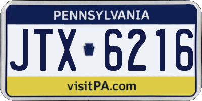 PA license plate JTX6216