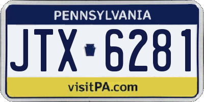 PA license plate JTX6281